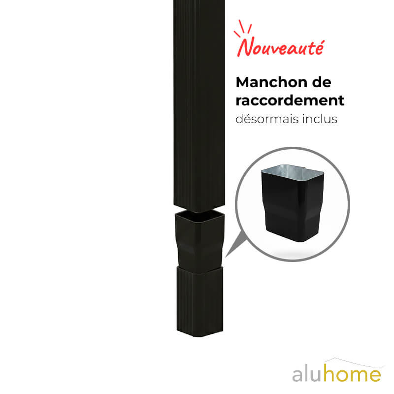 Manchon de raccordement pour tuyau de descente alu noir