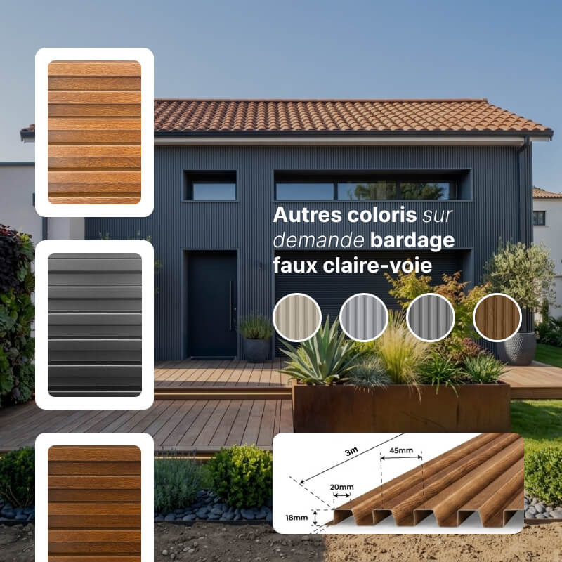 Coloris du bardage faux claire-voie aluminium