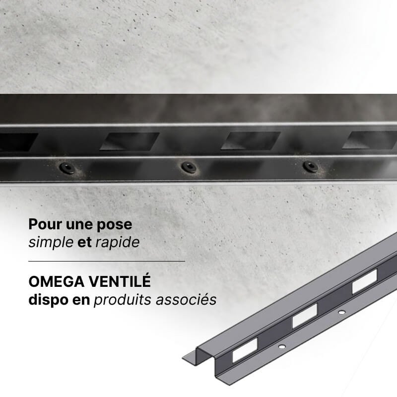 oméga ventilé pour bardage faux claire-voie aluminium