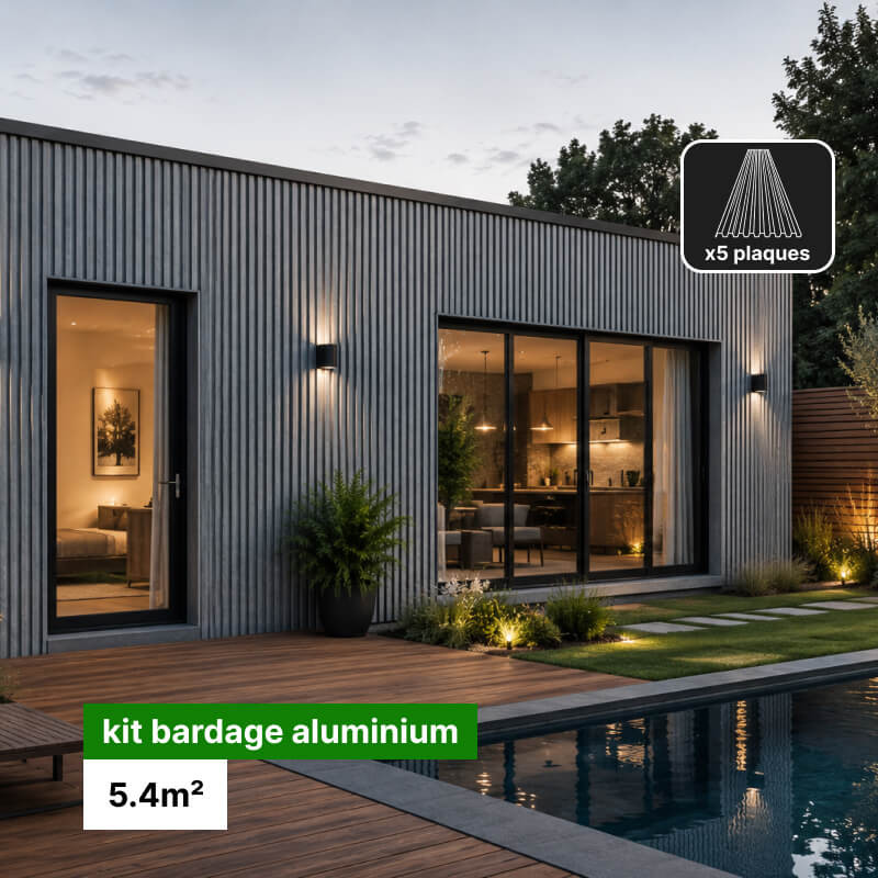 Kit bardage alu faux claire-voie 5m2 aluhome gris antique