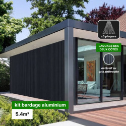 Kit bardage alu faux claire-voie 5m2 aluhome gris anthracite