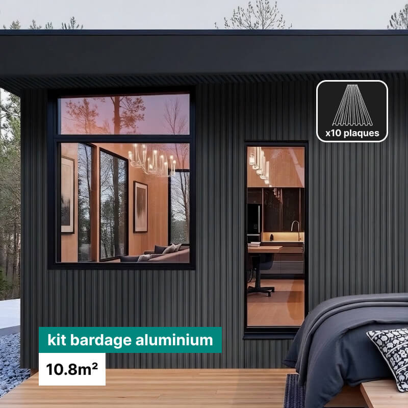 Kit bardage alu faux claire-voie noir graphite 10m2 aluhome