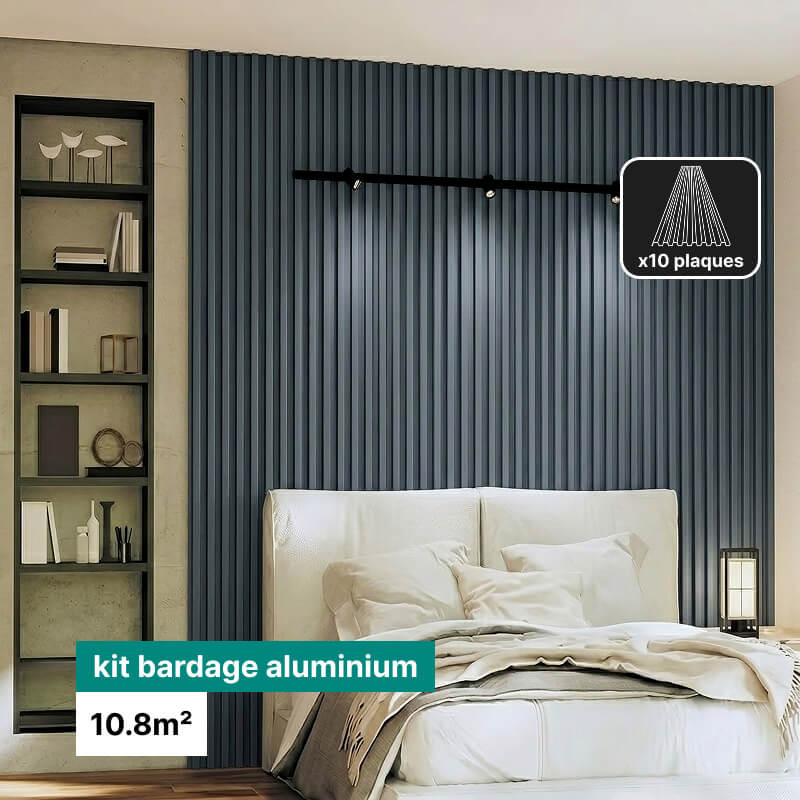 Kit bardage alu faux claire-voie gris anthracite 10m2 aluhome