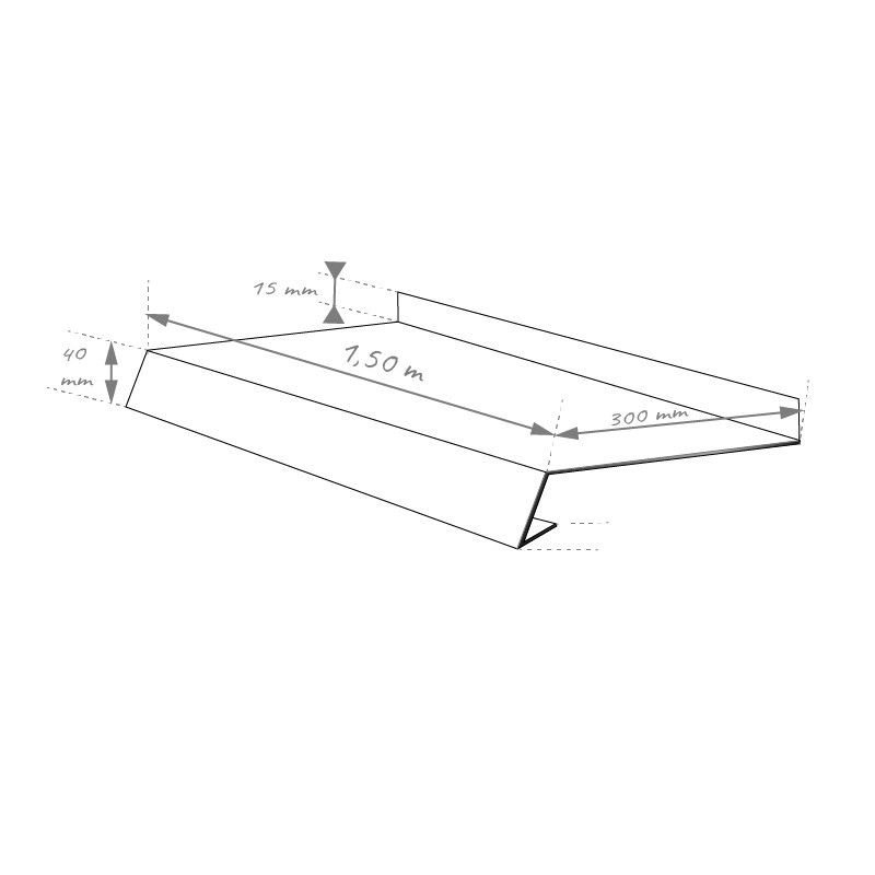 Appui de fenêtre avec relevé 1m50