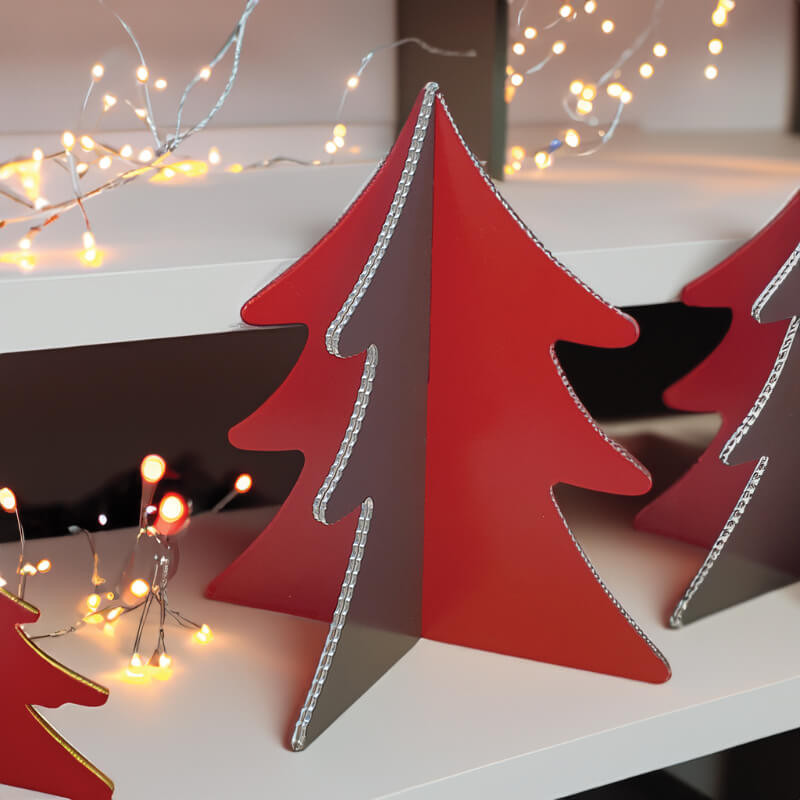 Sapin de Noël en aluminium 15/10ème rouge déco à faire soi-même