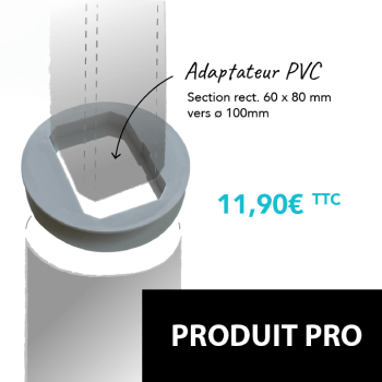 Adaptateur PVC descente rectangulaire