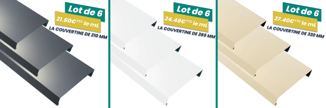 Illustration lots de couvertines alu 3m 10/10eme