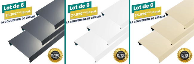 Illustration Lots de couvertines alu 2m 15/10eme