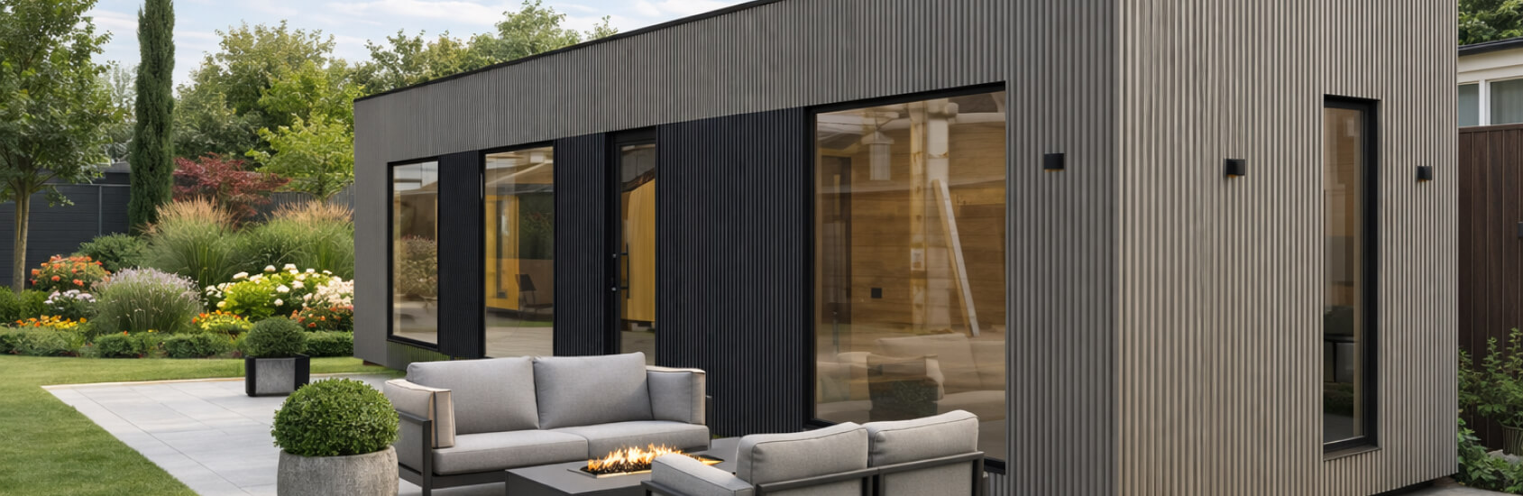 bardage aluminium sur maison modulaire