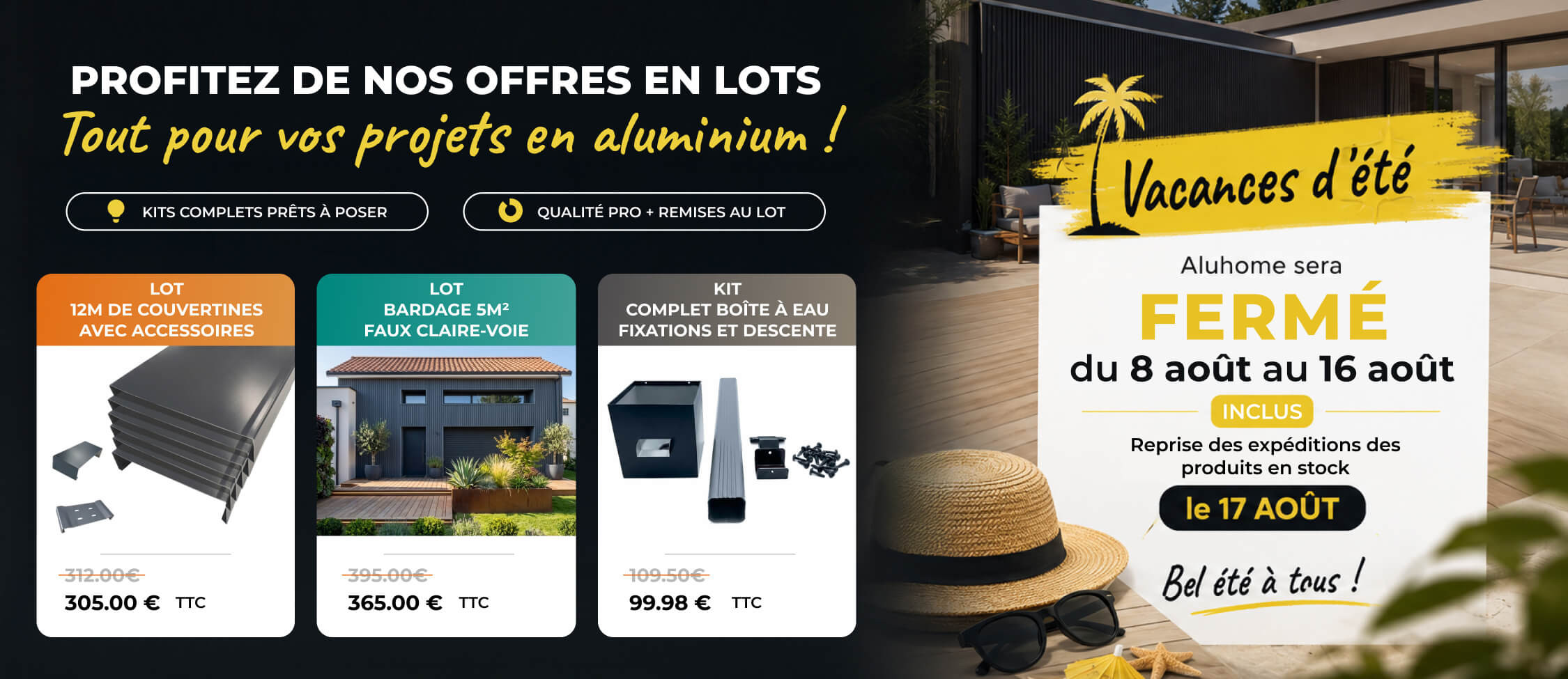 Fermeture Aluhome du 8 au 16 août 2026